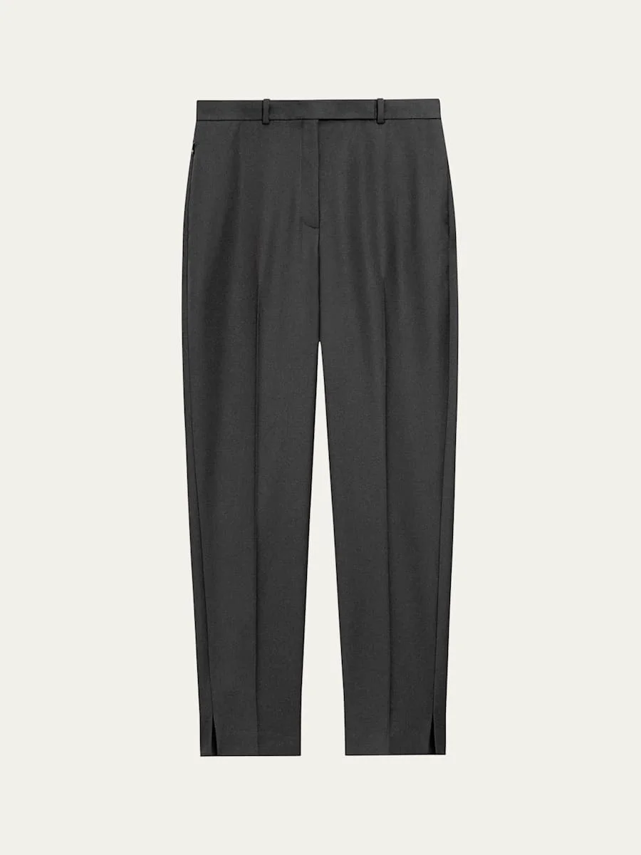 High-Waist Virgin Wool Tapered Ankle Pants - 1