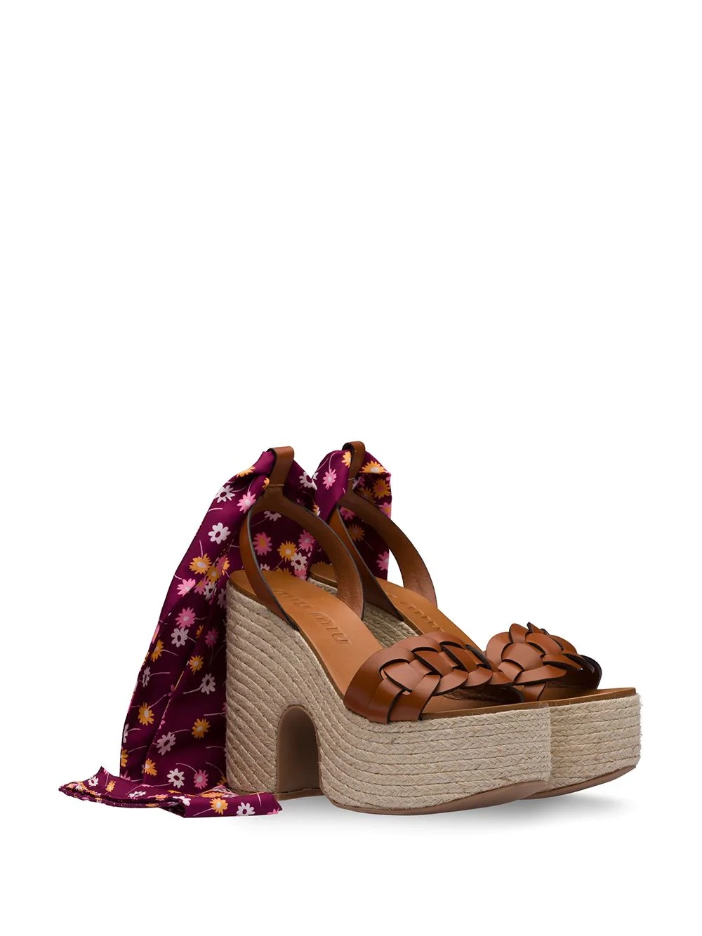 floral lace-up wedge sandals - 2