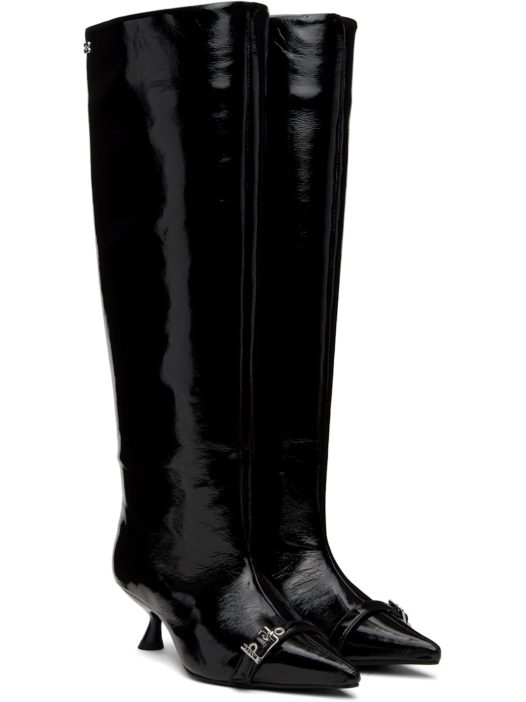 Black Eyelets Slouchy High Shaft Tall Boots - 4