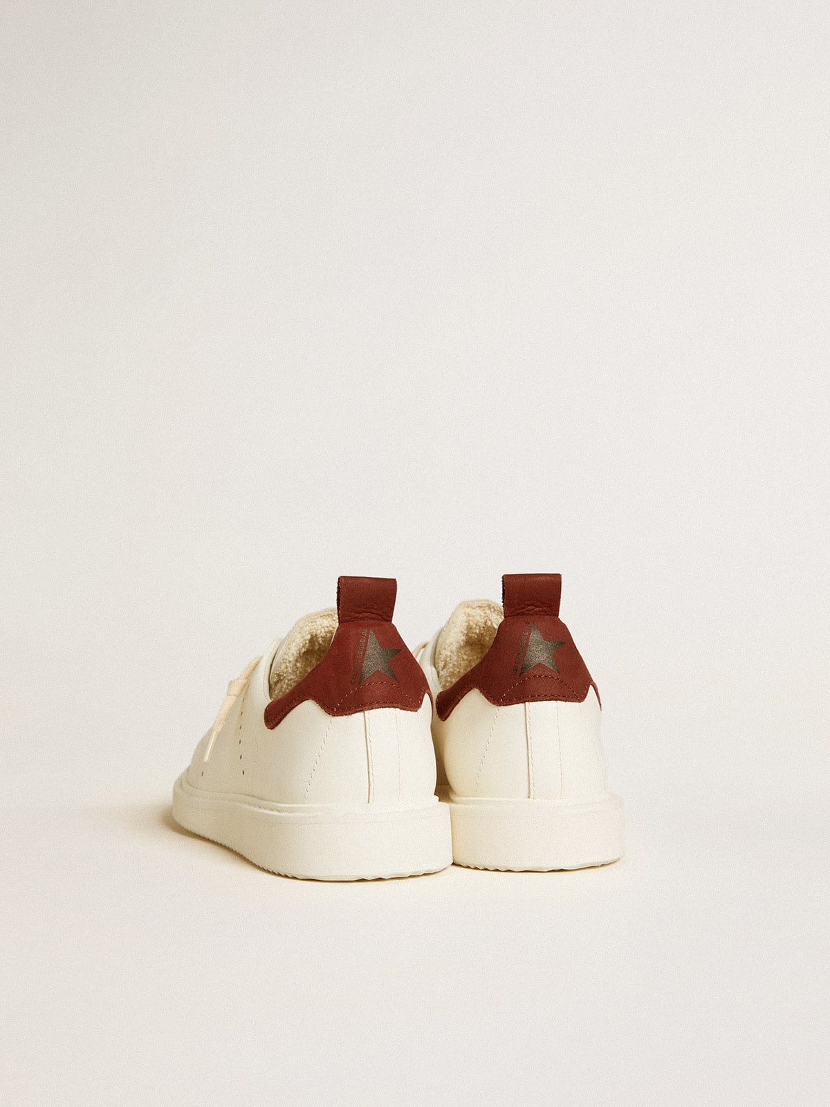 Women's Starter in white leather with burgundy nubuck heel tab - 4