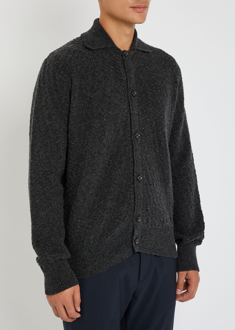Oliver Spencer Oliver Spencer Britten Textured-knit Wool Cardigan outlook