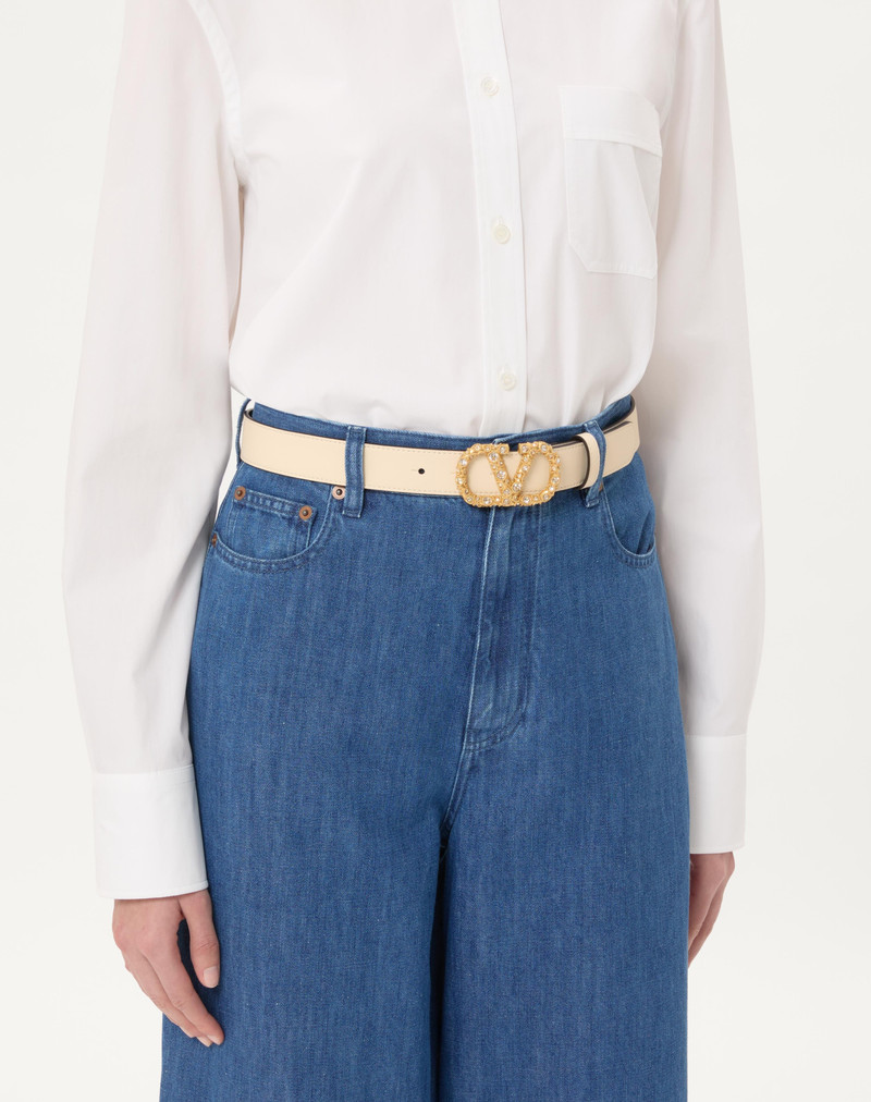 Valentino VLOGO SIGNATURE BELT IN SHINY CALFSKIN WITH CRYSTALS 30 MM outlook