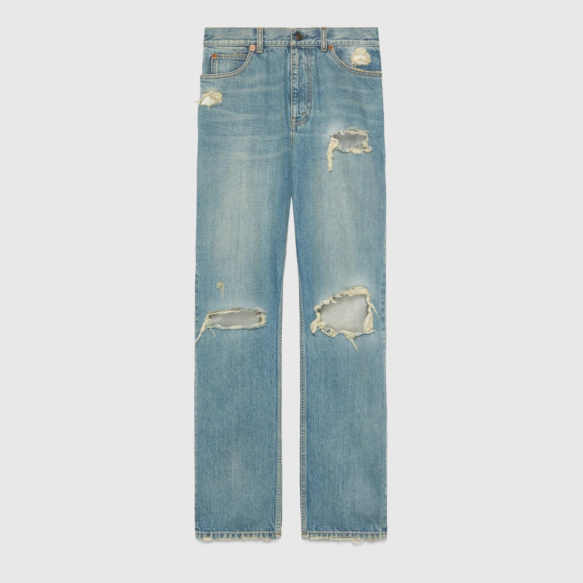 Ripped eco washed organic denim pant - 1