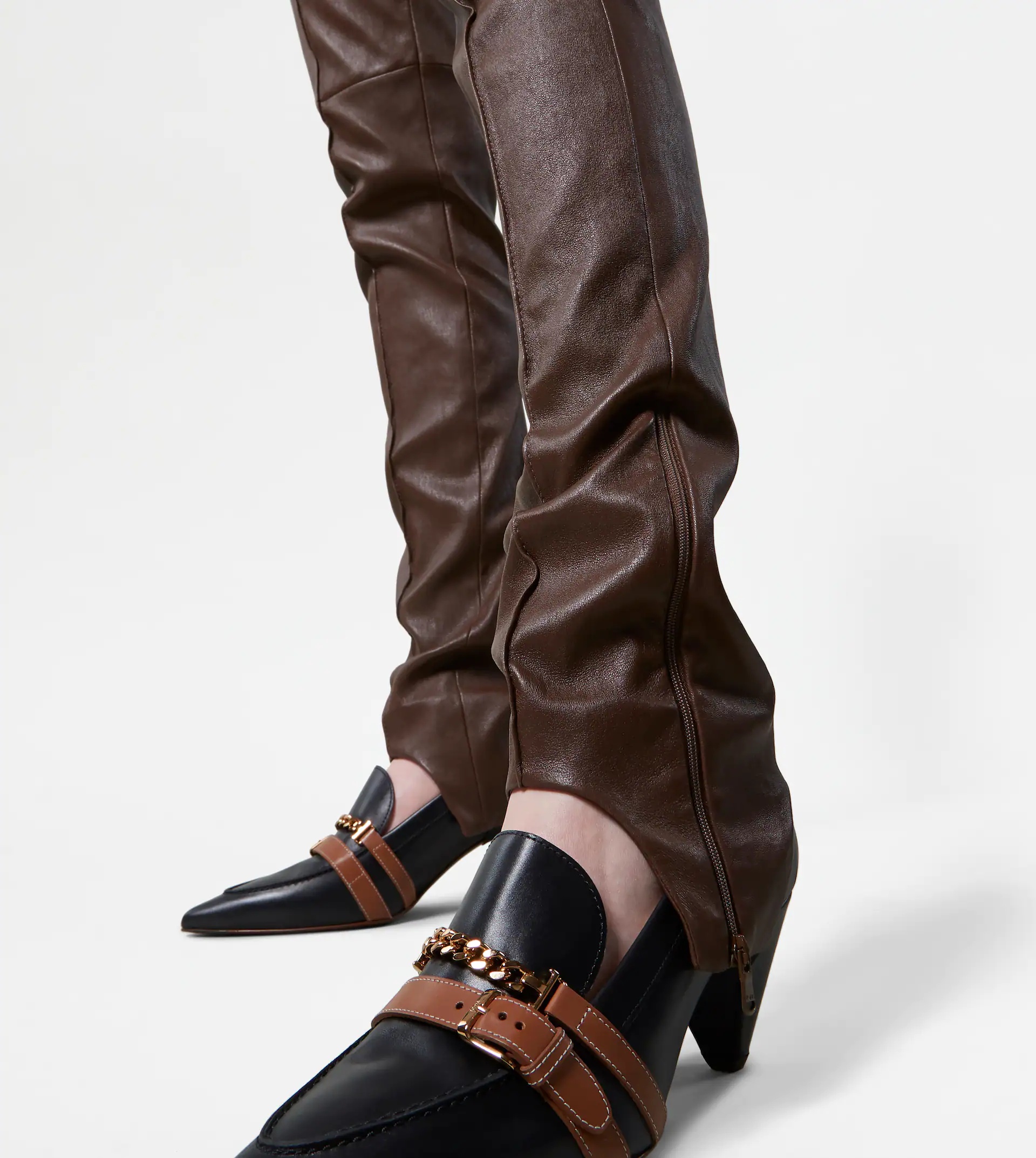 LEATHER TROUSERS - BROWN - 5
