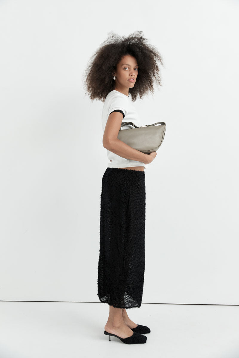 Feathered Silk Skirt - Black - 8