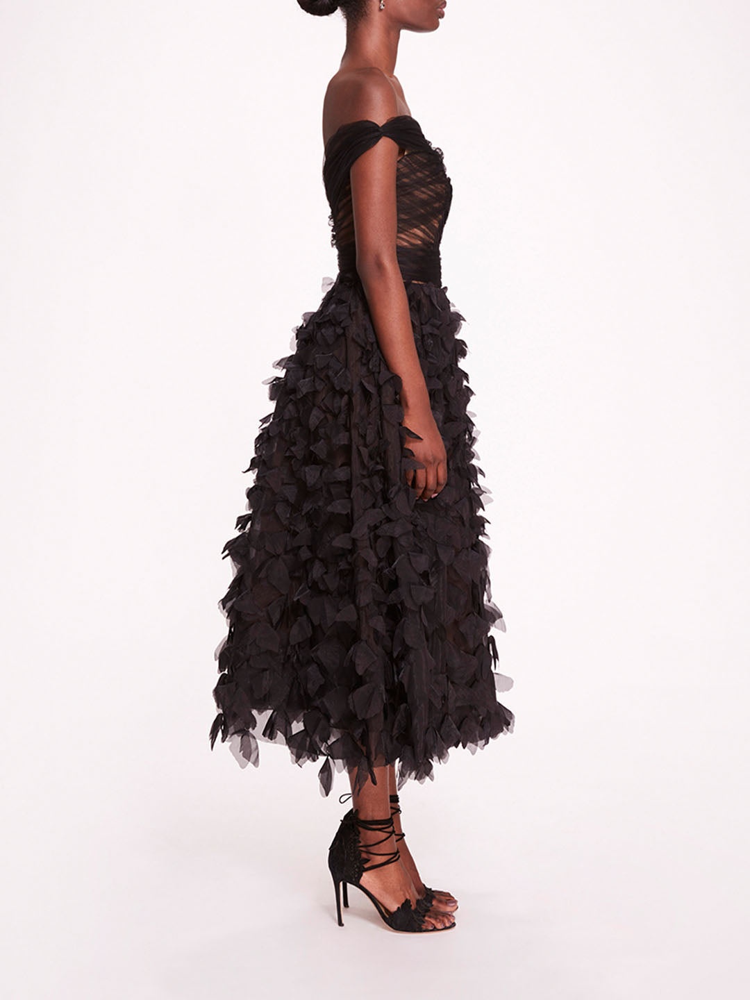 DRAPED TULLE MIDI DRESS - 3