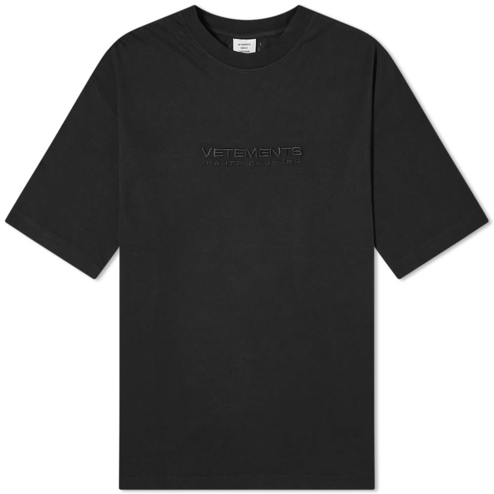 VETEMENTS All Black Logo Haute Couture Tee - 1