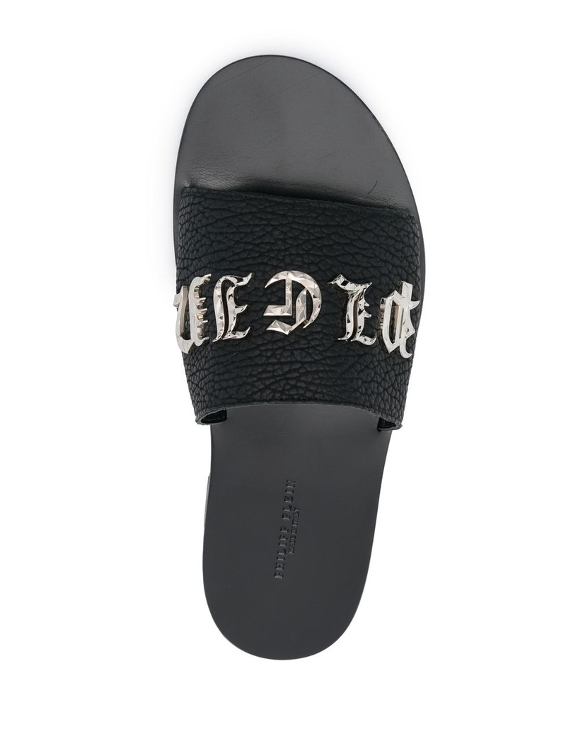 logo-lettering leather slides 4