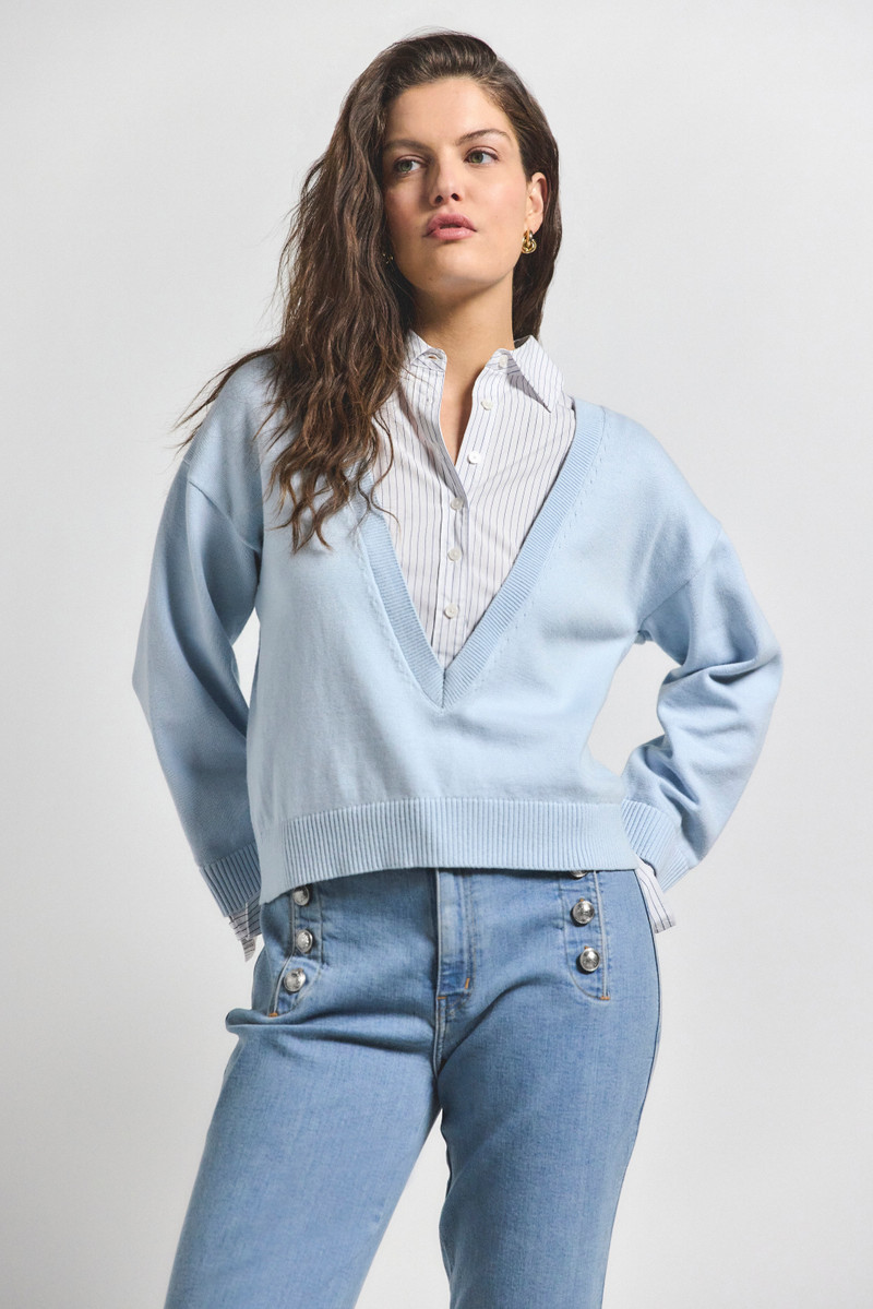 RIDA STRIPED MIXED MEDIA SWEATER 1