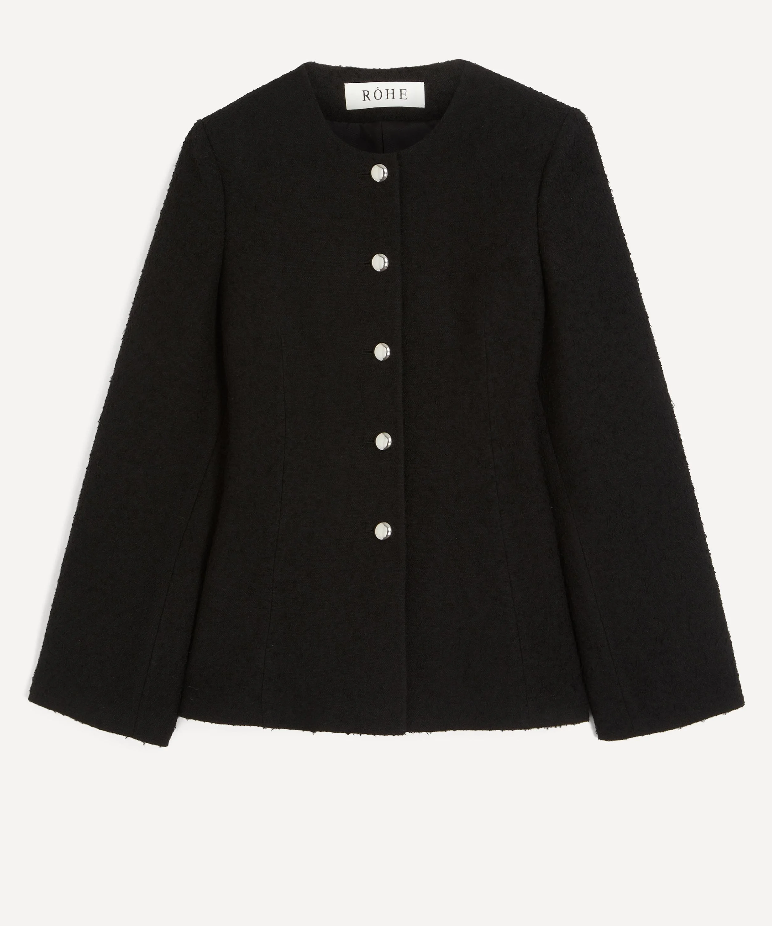Black Bouclé Shaped Jacket - 1
