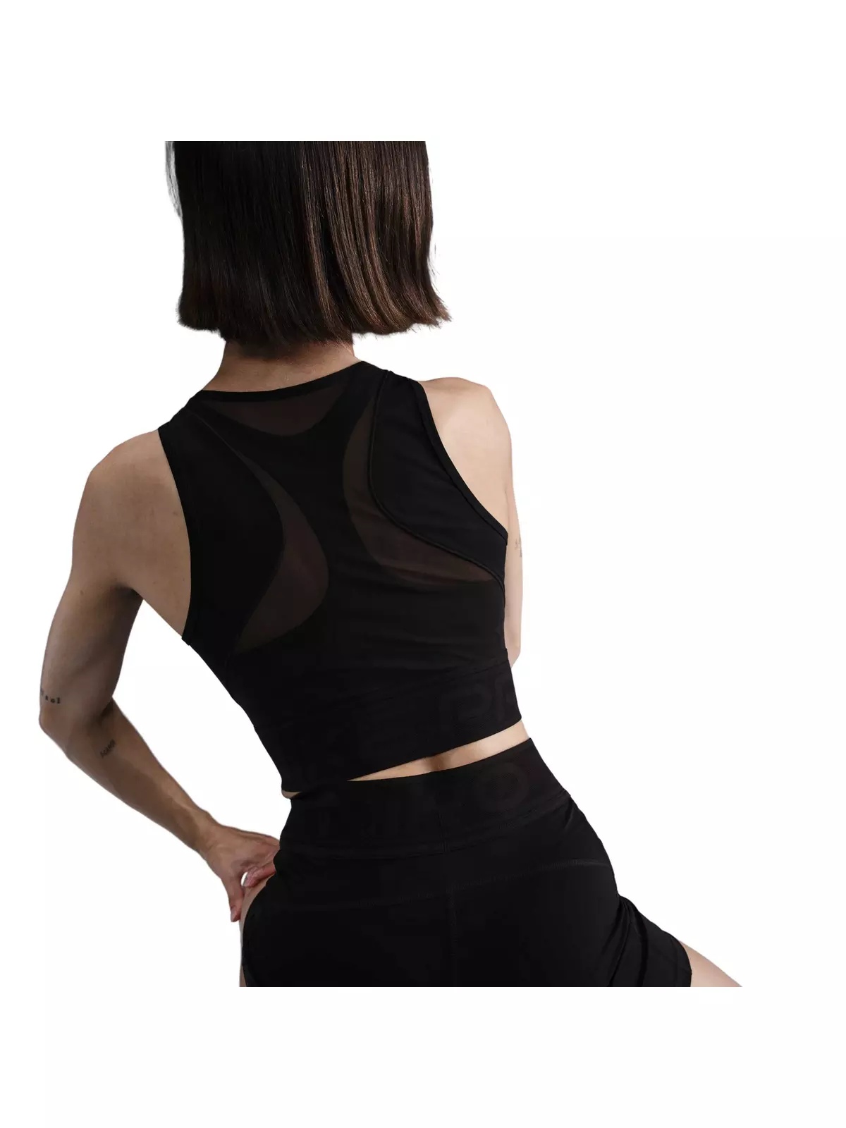 Women's Pro Dri-FIT Cropped Tank Top-Black - 2