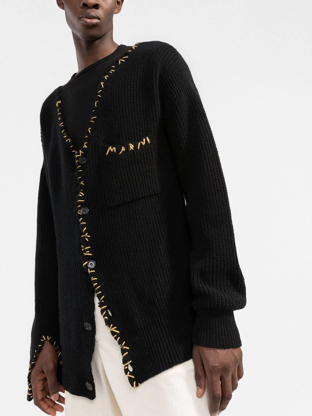 logo-embroidered cardigan - 3