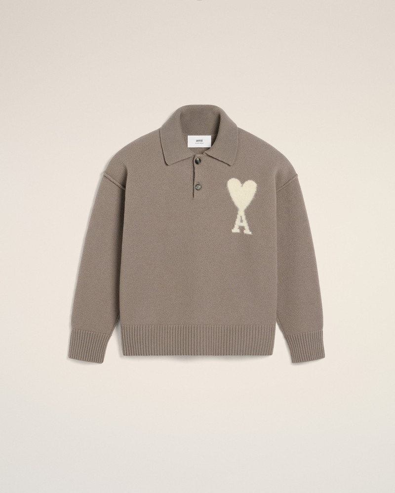 TAUPE WOOL AMI DE COEUR POLO 1