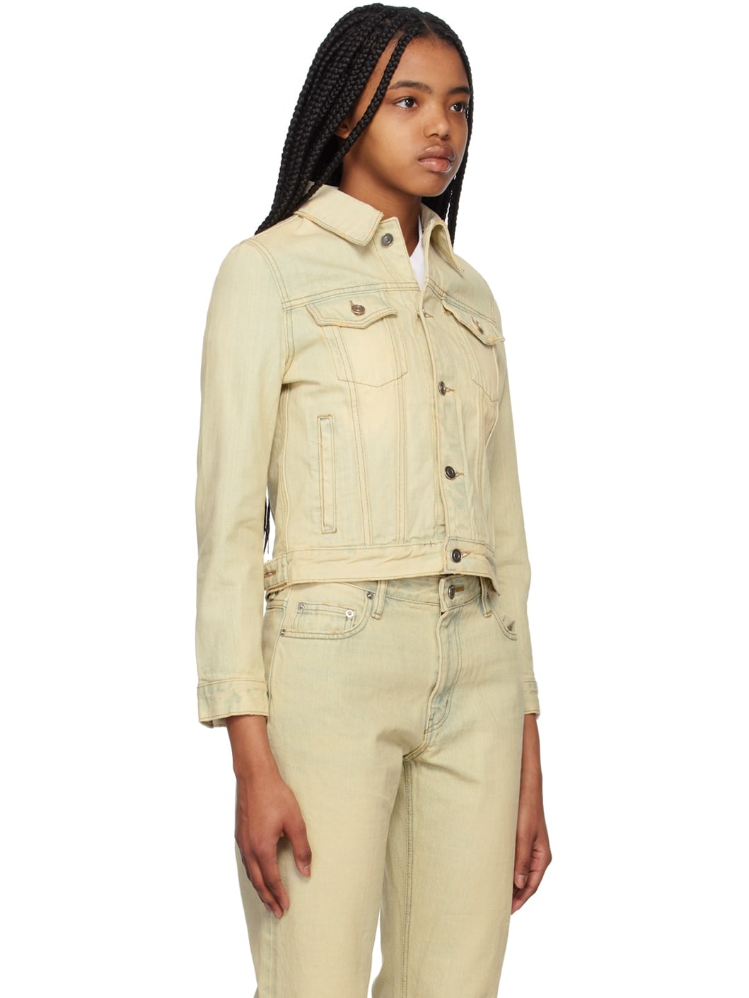 Beige Faded Denim Jacket - 2