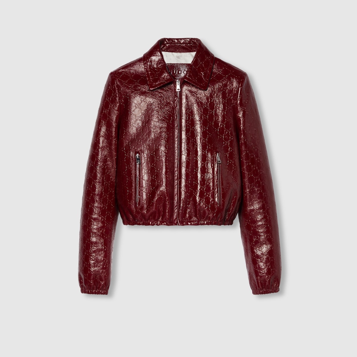 GG embossed leather bomber jacket - 1