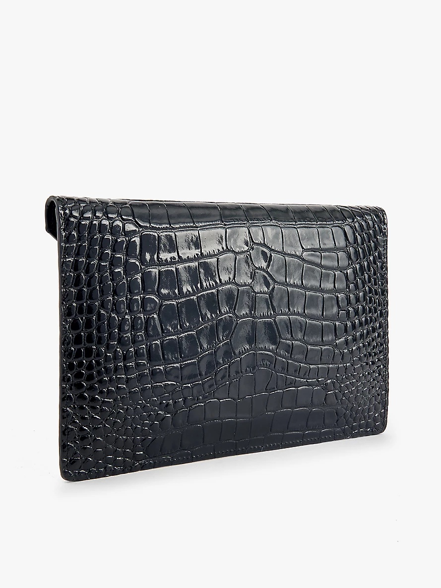Logo-plaque leather envelope clutch bag - 4