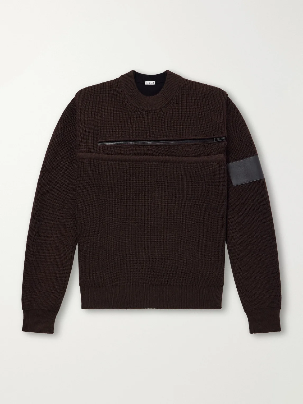 Panelled Zippered Wool-Blend Sweater - 1