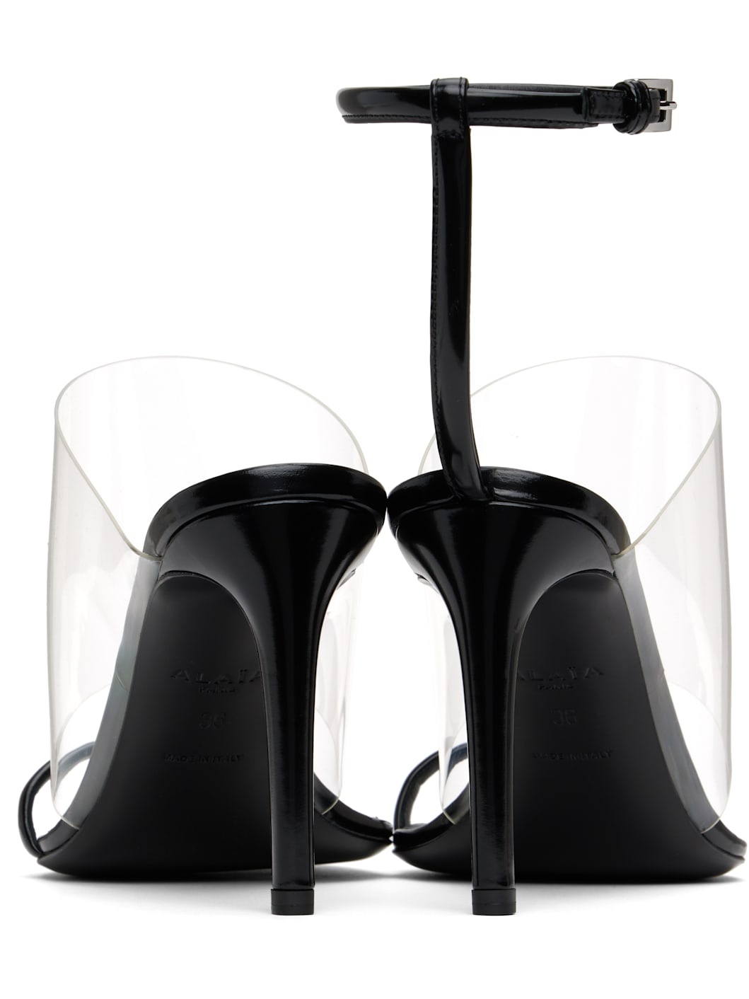 Black Asymmetric Heeled Sandals - 2