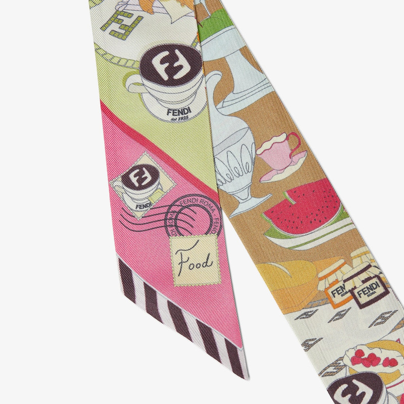 FENDI Wrappy Multicolor silk narrow scarf outlook