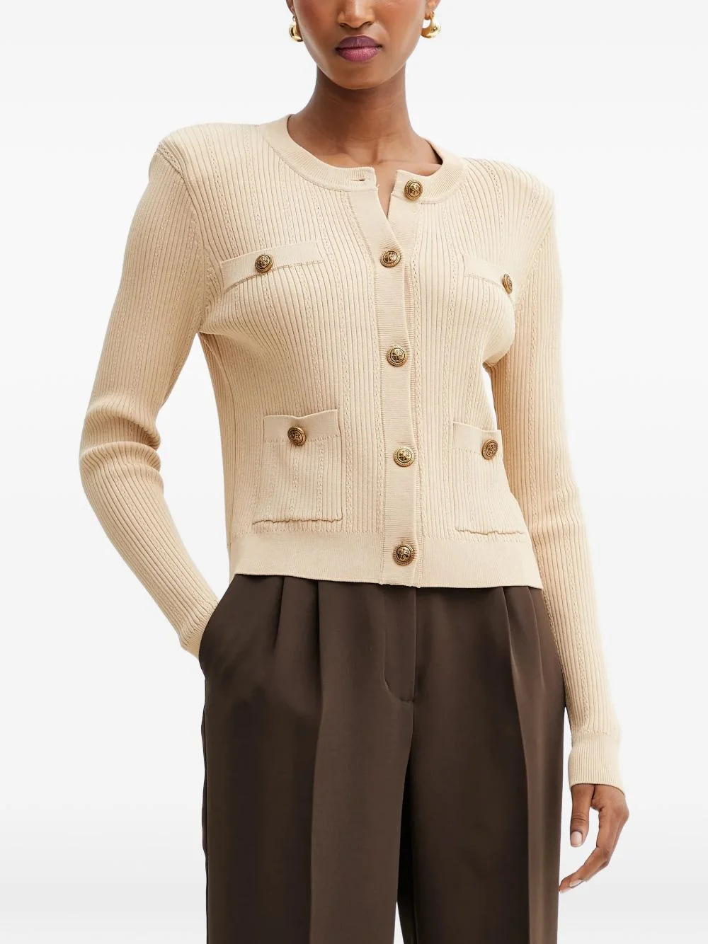 button-fastening cardigan - 1