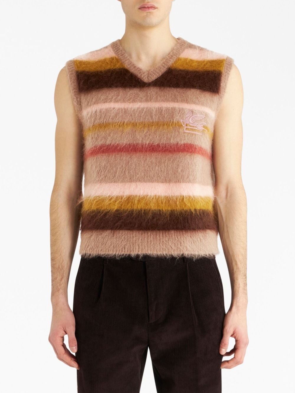 logo-embroidered mohair-blend sleeveless jumper - 2