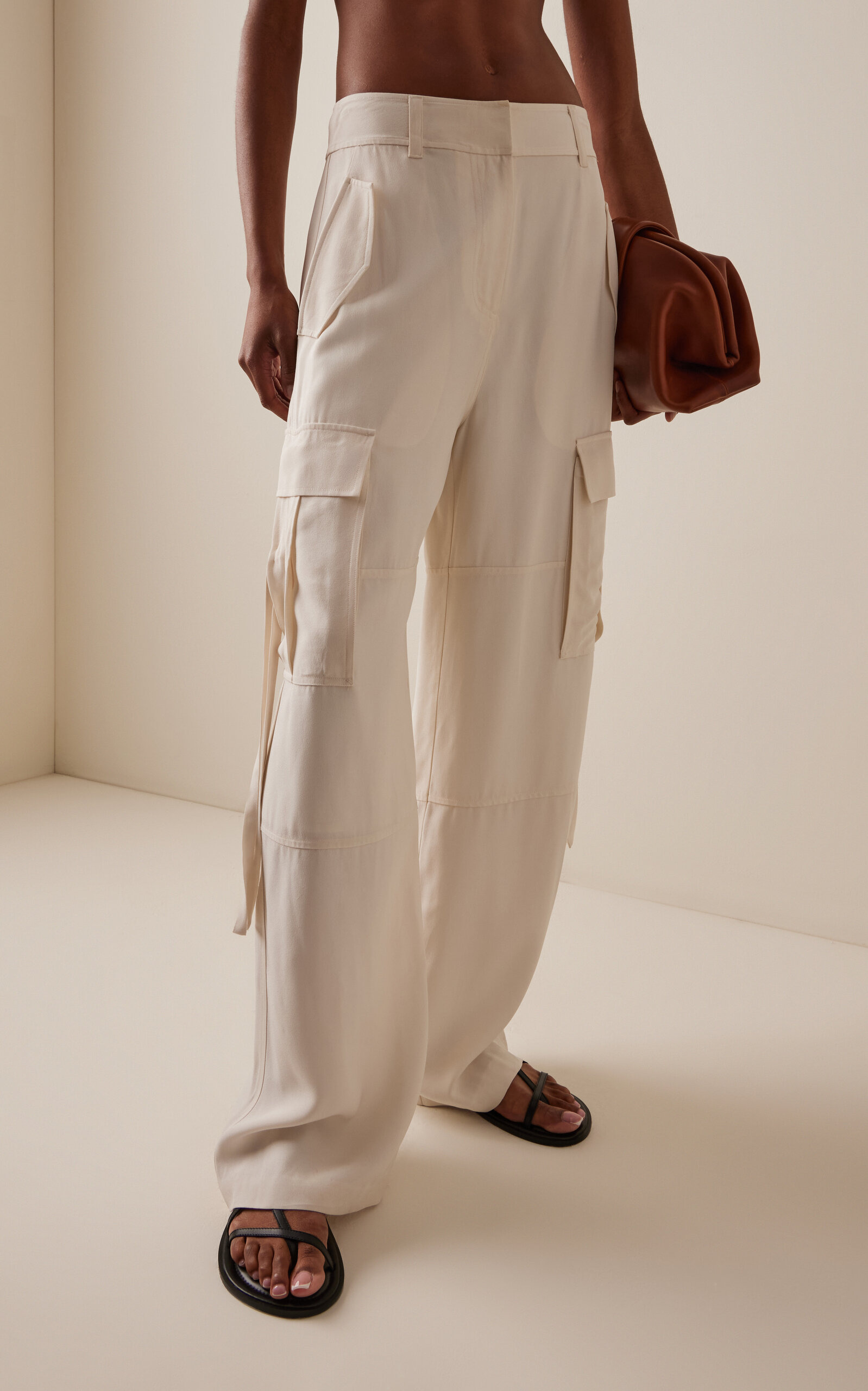 Pax Satin Back Crepe Pants ivory - 4