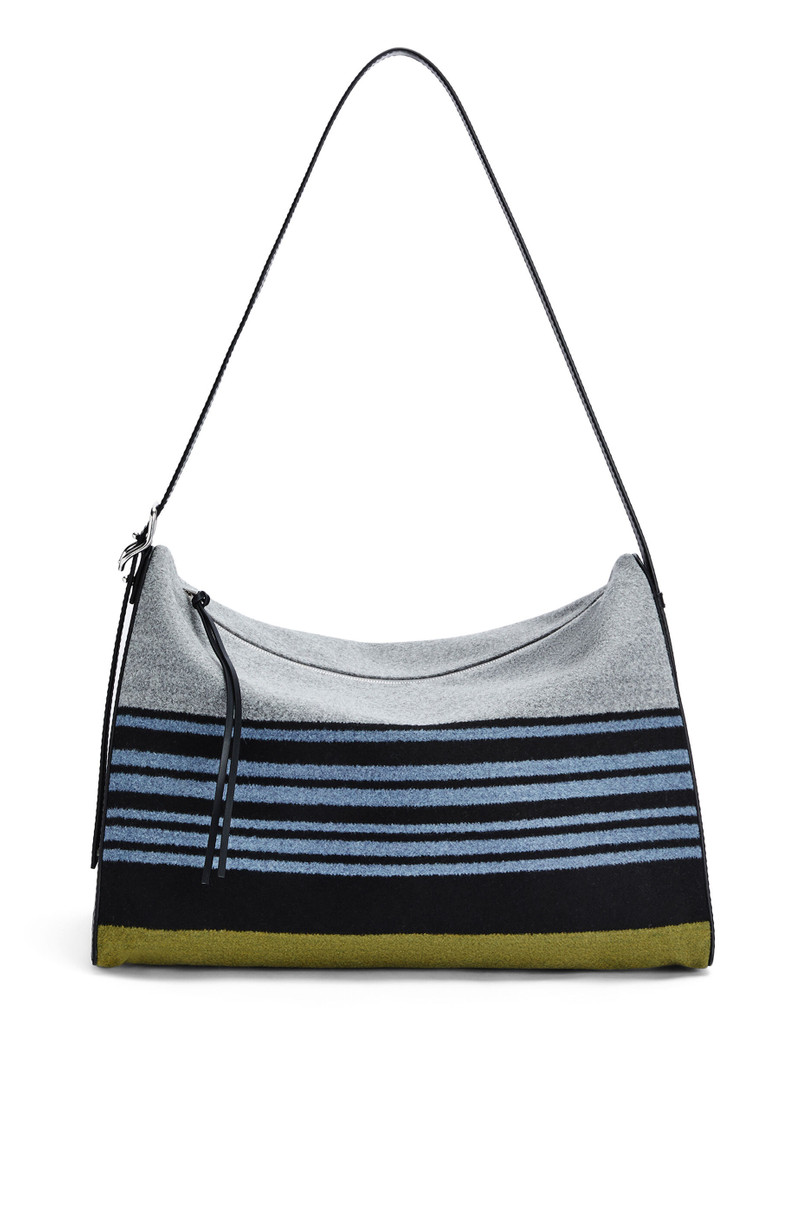 Large Berlingo bag in striped textile and calfskin 1
