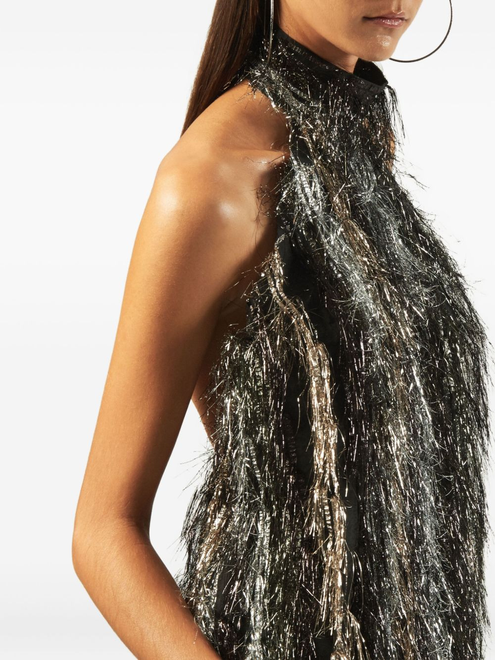 Sylvia metallic-fringe halter-neck mini dress - 4