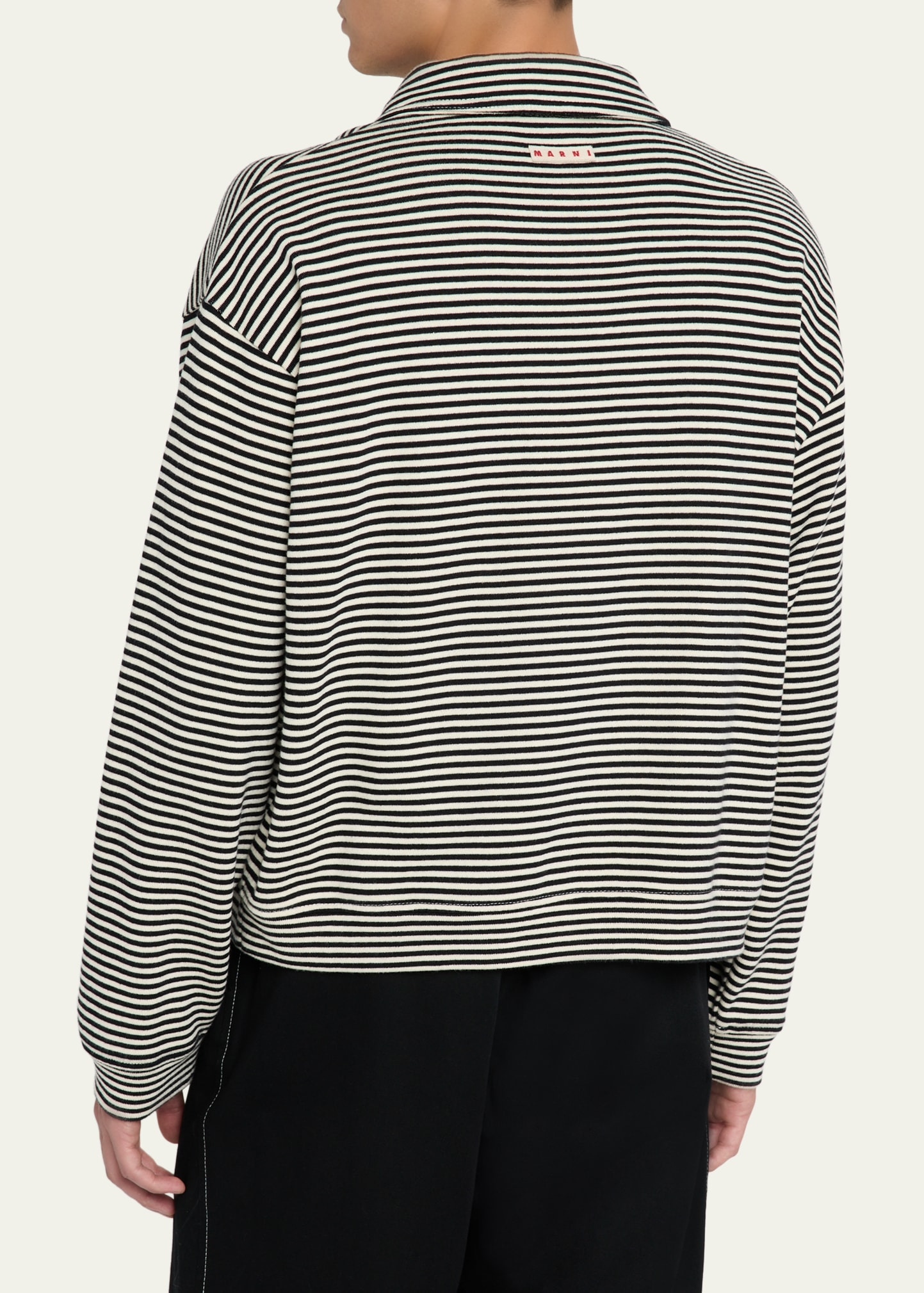 Men's Sailor Stripe Cotton Polo Sweatshirt - 3