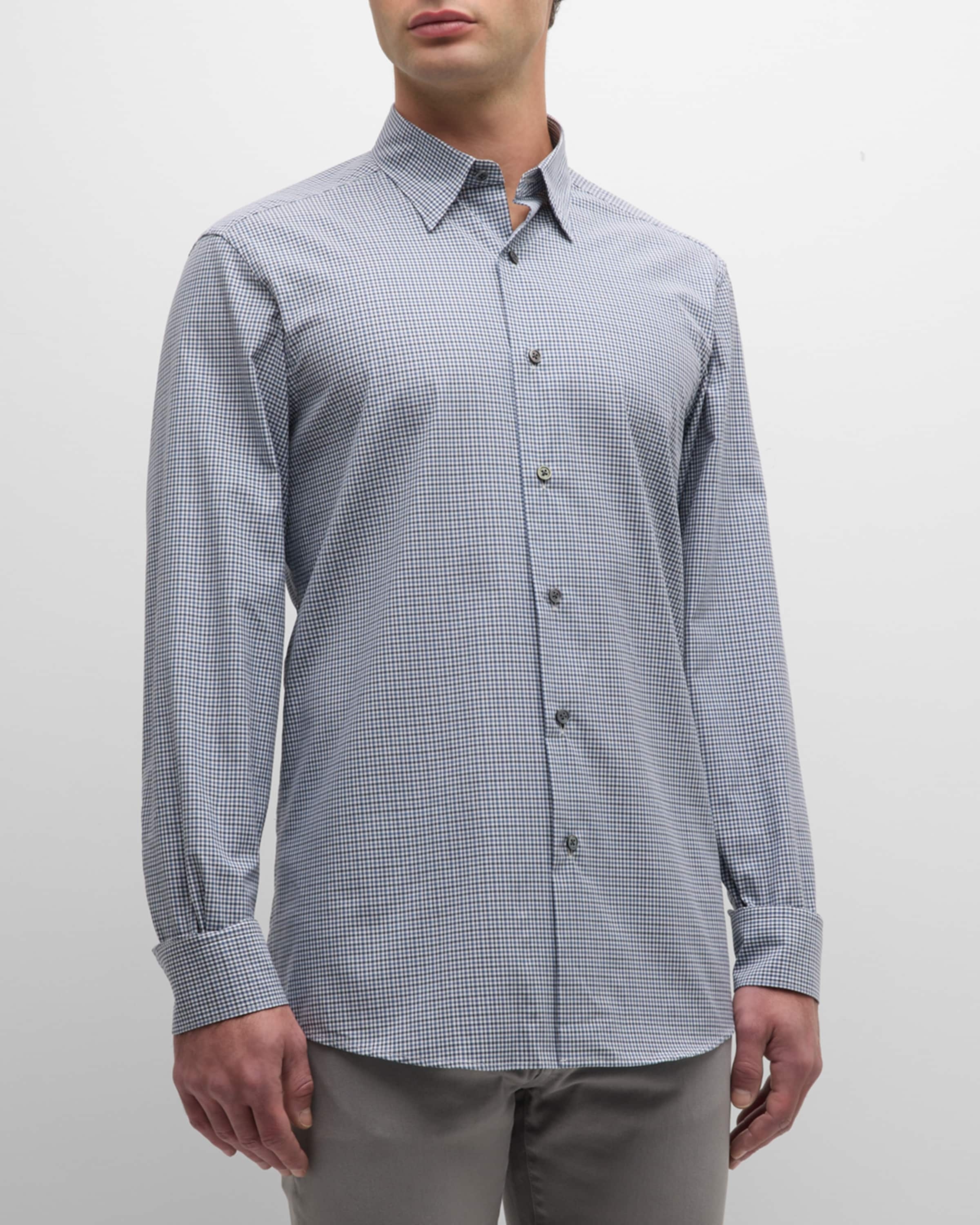 Men's Cotton Mini-Check Sport Shirt - 2