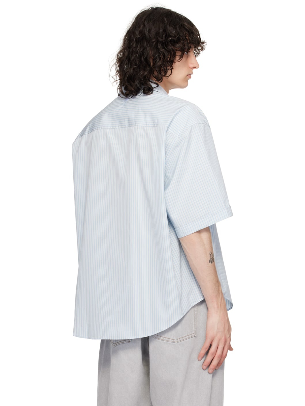 Blue & Off-White Stripe Shirt - 3