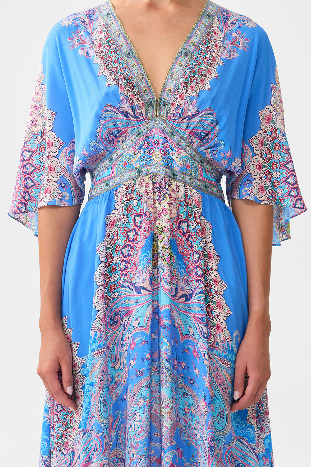 WAISTED DRESS WITH HEM RUFFLE - 6