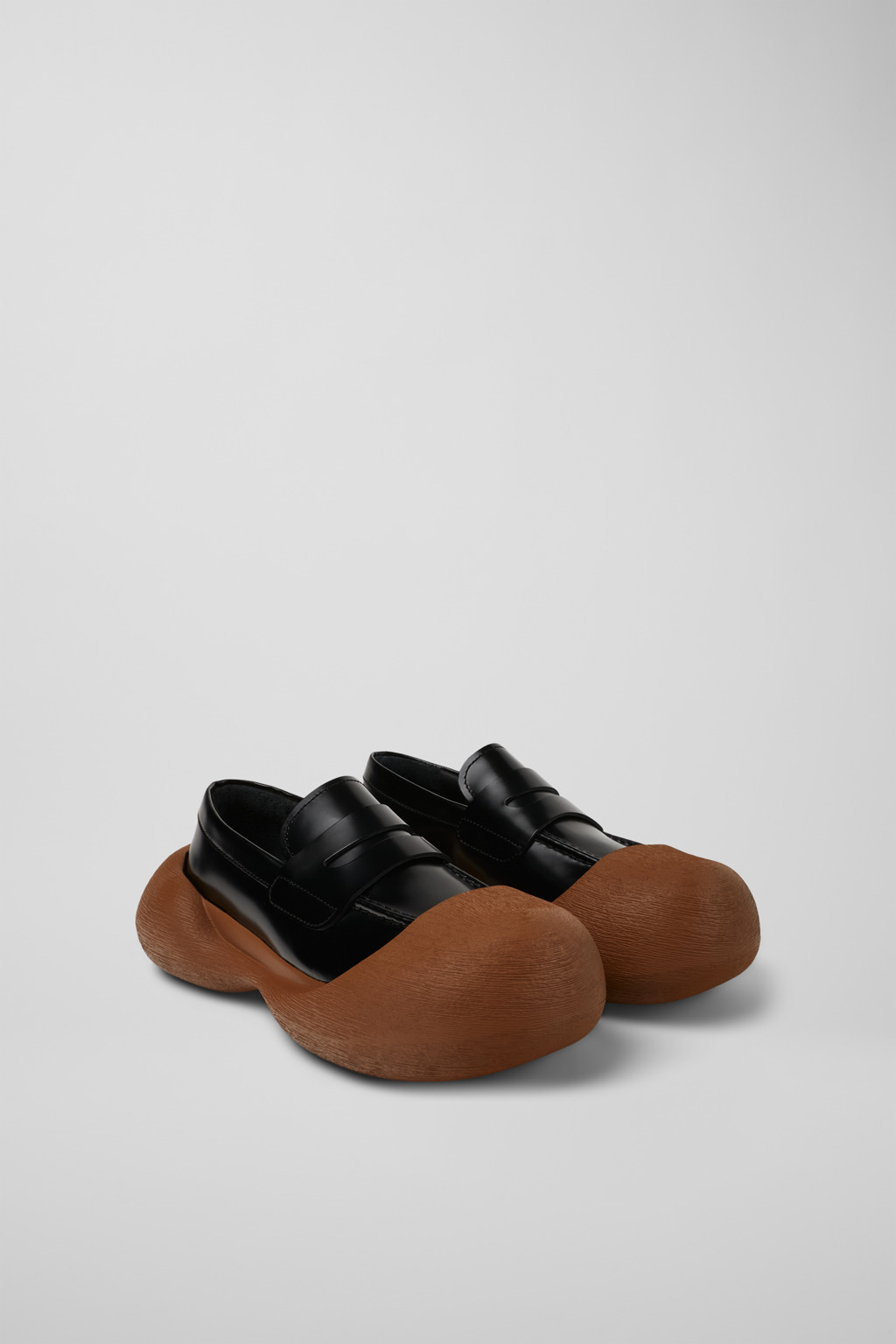 Black-brown leather loafers - 2