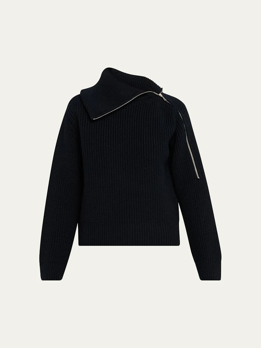 Talim Zipped Wool Turtleneck Sweater - 1