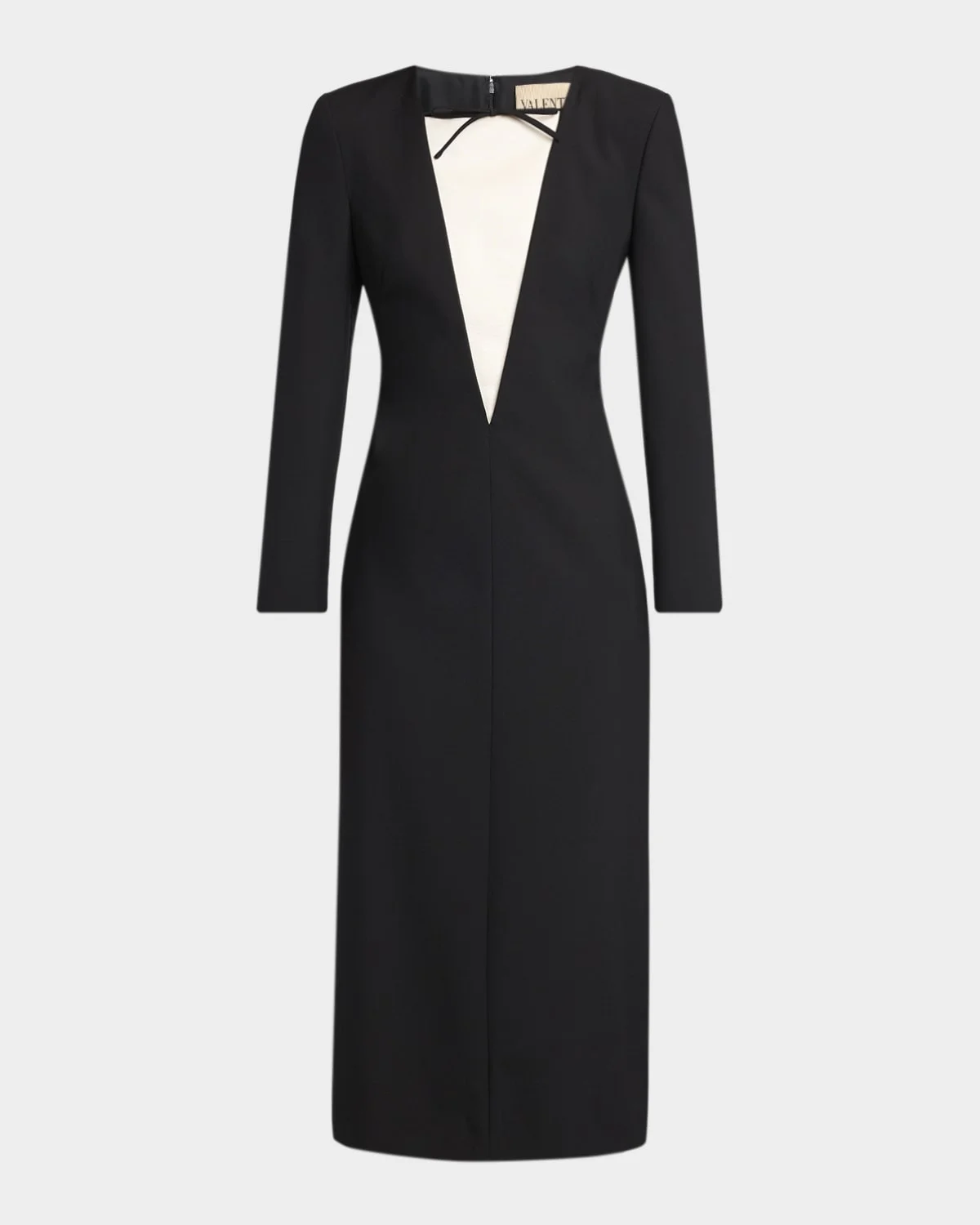 Bow Colorblock Long-Sleeve Midi Dress - 1