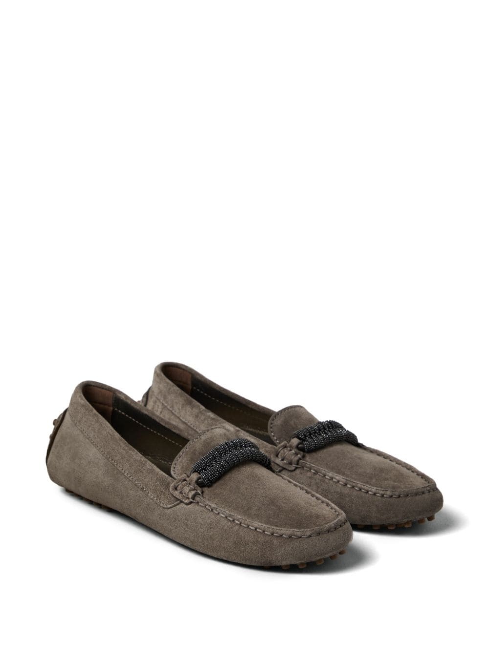 Monili-trim leather loafers - 2