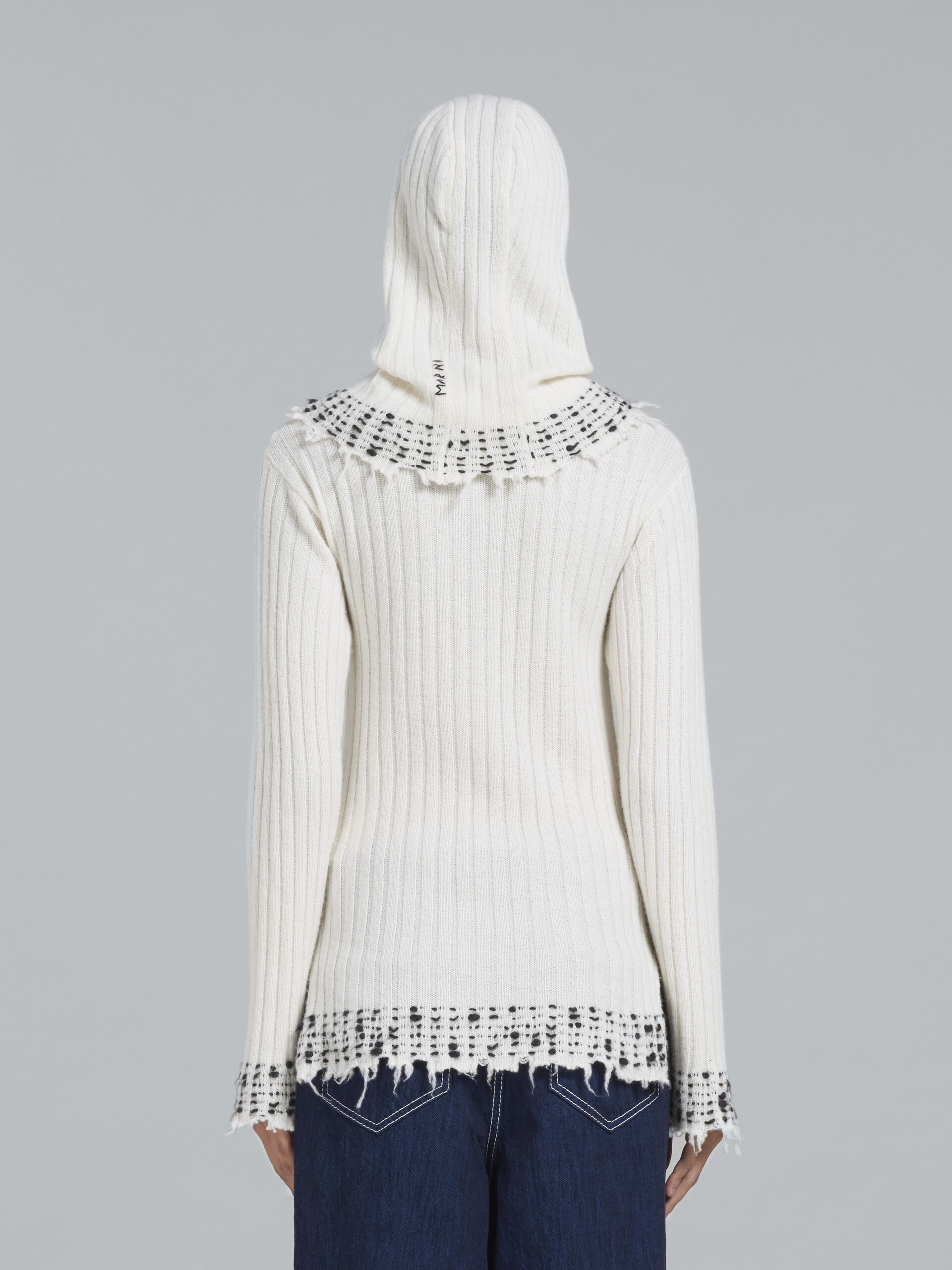 WHITE KNITTED WOOL SWEATER - 3