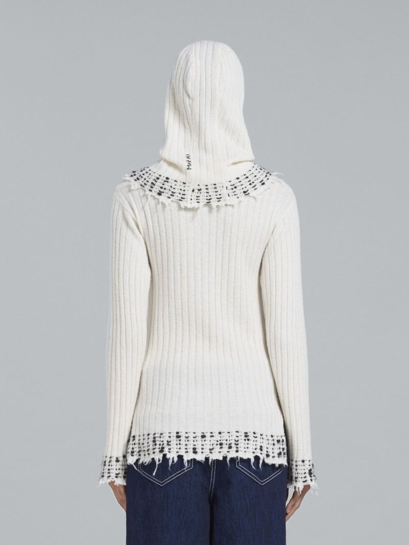 WHITE KNITTED WOOL SWEATER 3