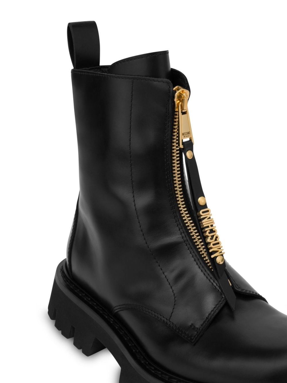 logo-lettering leather ankle boots - 3
