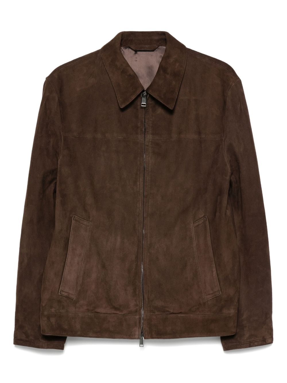 zip-front suede jacket - 1