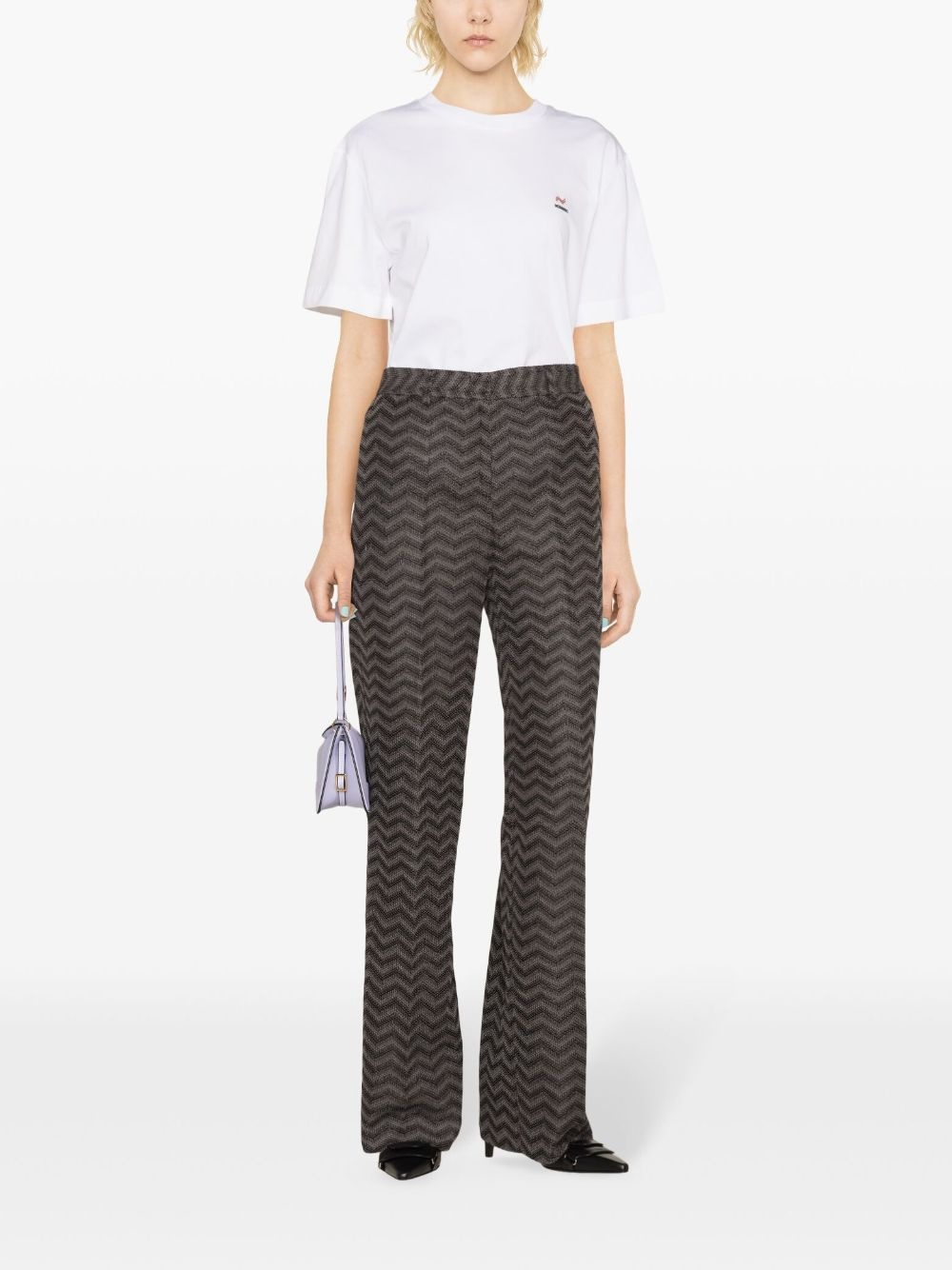 zigzag-woven straight-leg trousers - 2