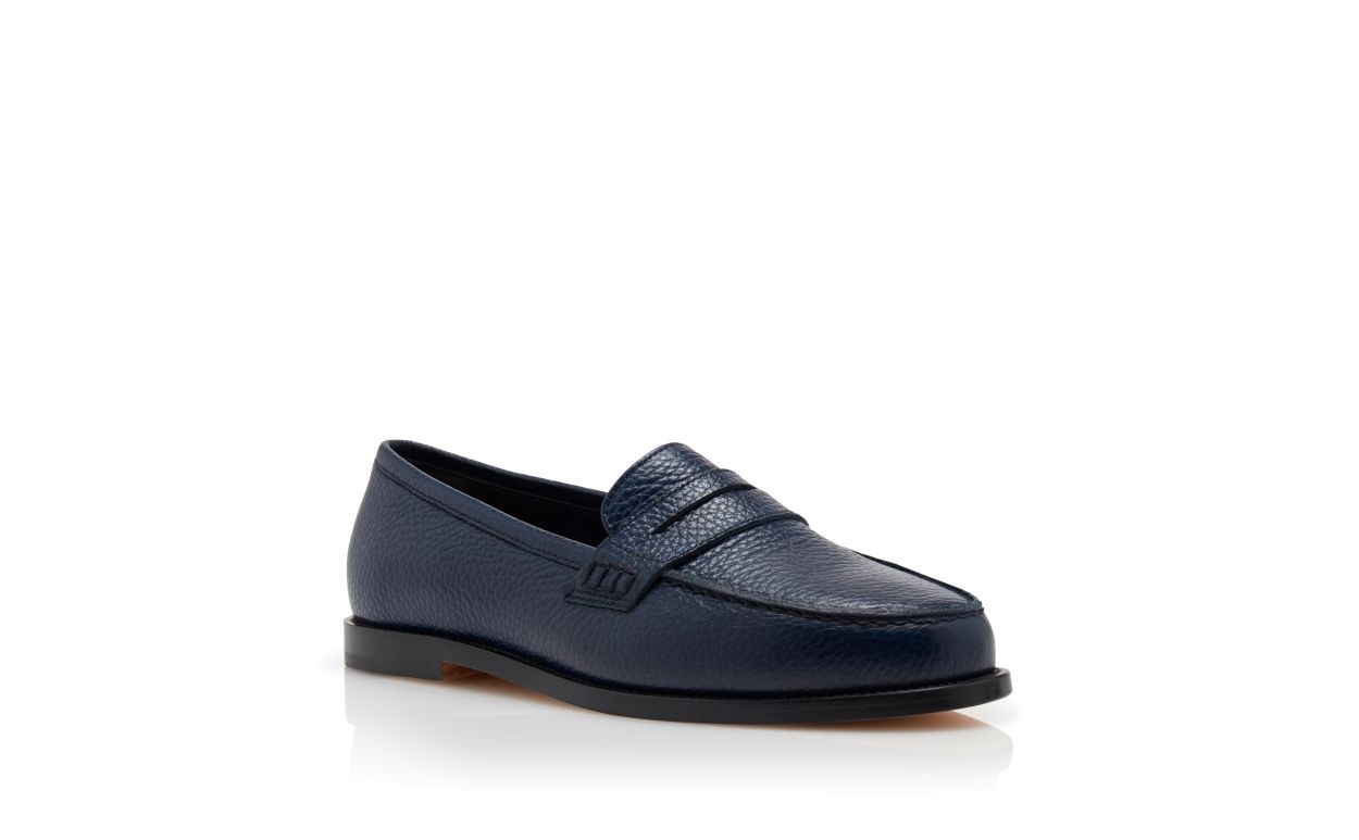 Dark Blue Calf Leather Penny Loafers - 3