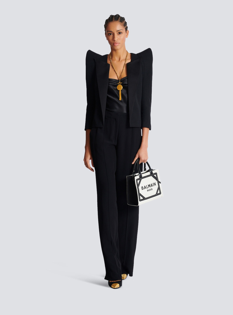 Balmain Small raffia B-Army tote bag outlook