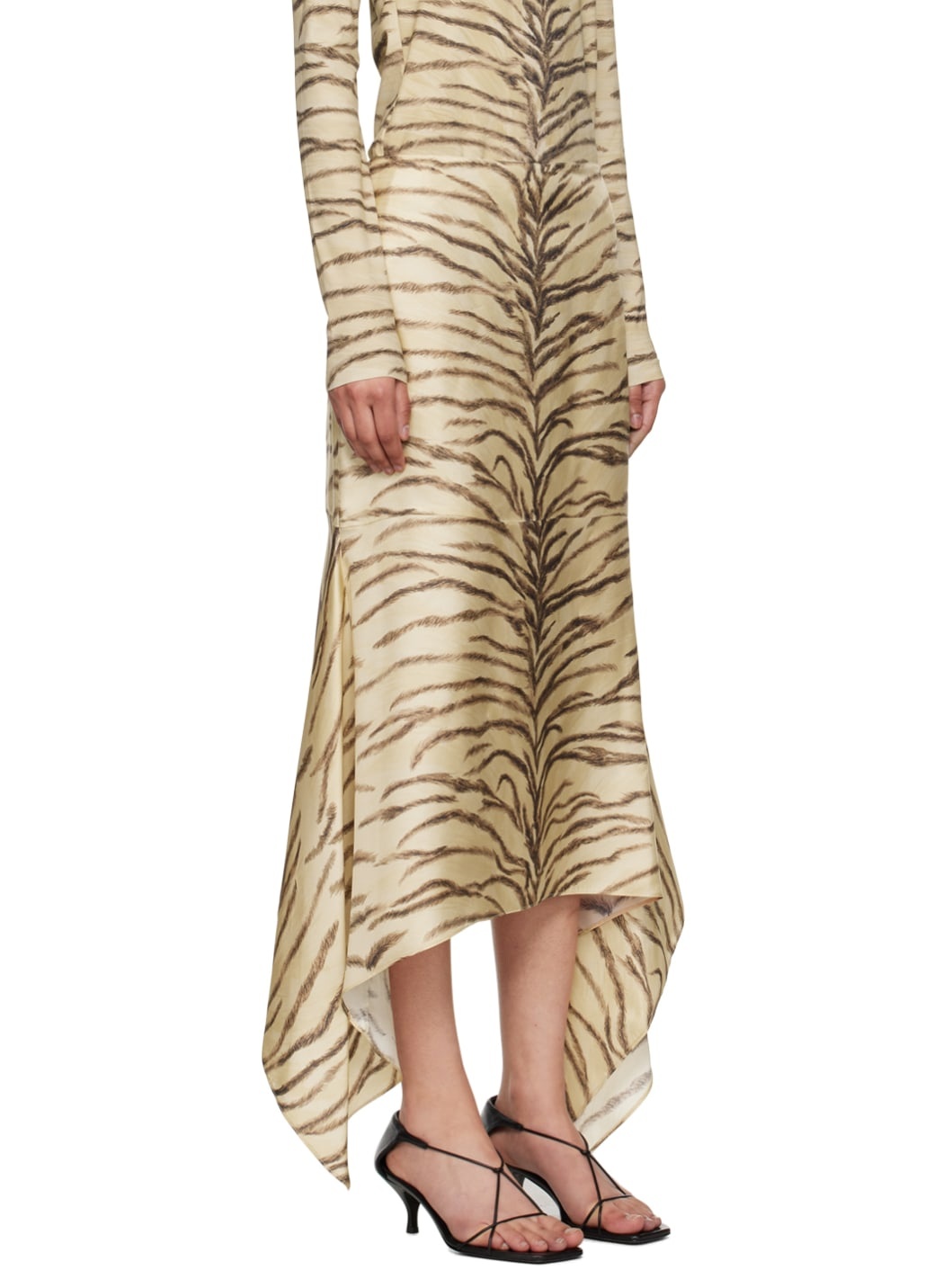 Beige Tiger Print Midi Skirt - 2