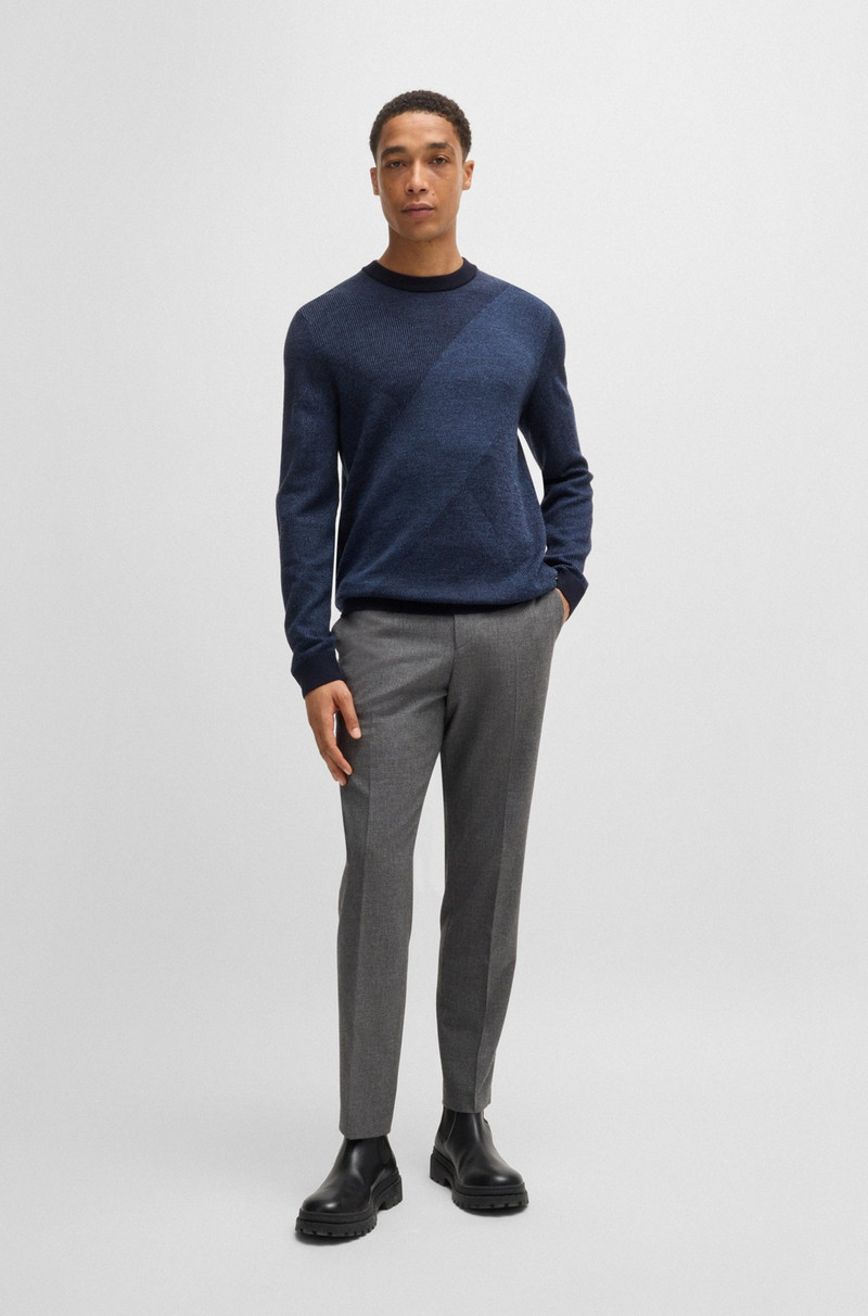 BOSS VIRGIN-WOOL SWEATER WITH TWO-TONE JACQUARD PATTERN outlook