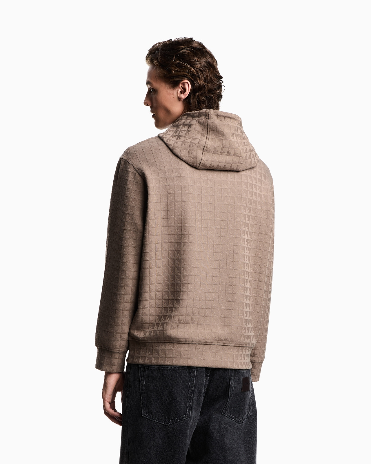 ASV LYOCELL-BLEND JACQUARD JERSEY HOODED SWEATSHIRT WITH REPEATED EAGLE MOTIF - 3