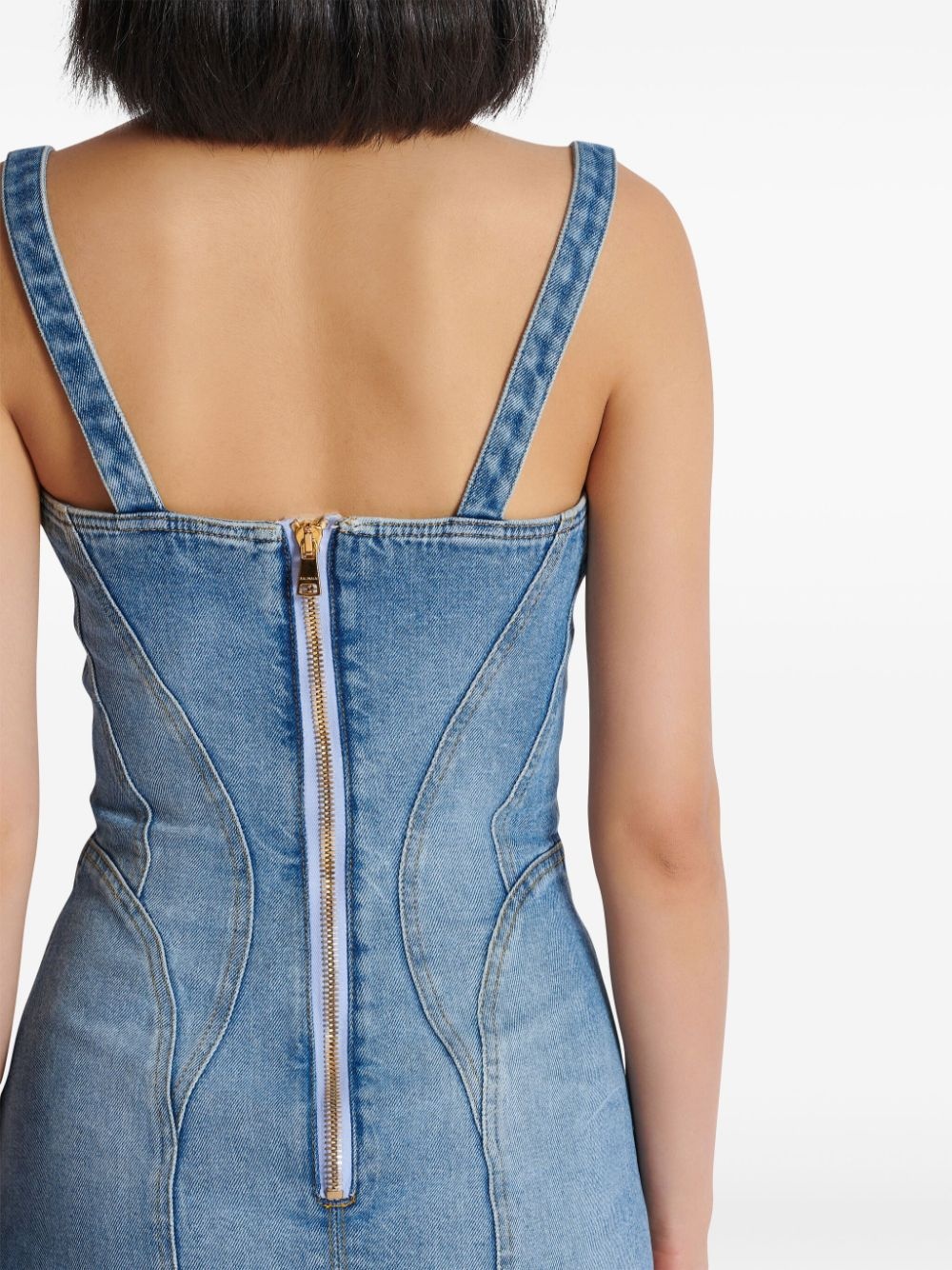 button-embellished denim minidress - 6