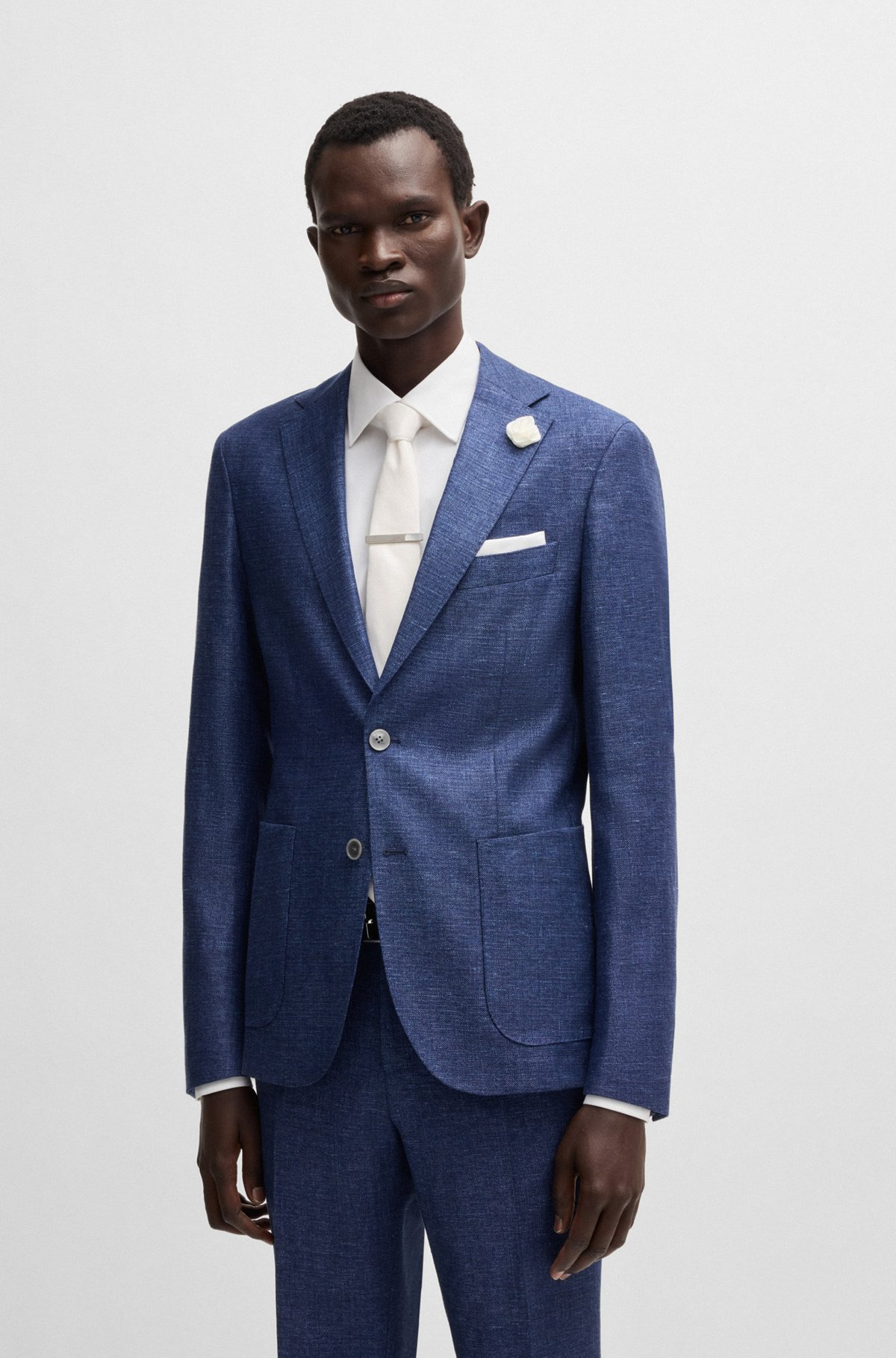 SLIM-FIT BLAZER IN MICRO-PATTERNED FABRIC - 2