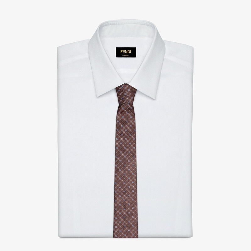 FENDI Brown silk tie outlook