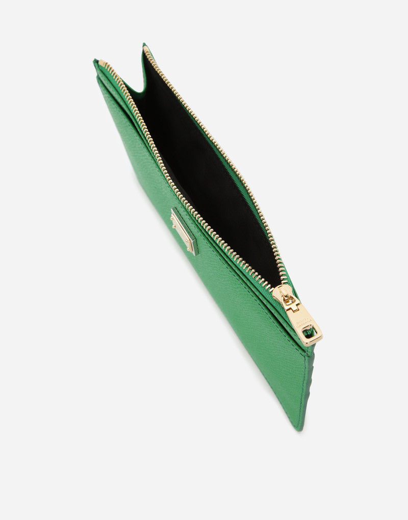 Dolce & Gabbana Large calfskin card holder with zip and branded tag outlook
